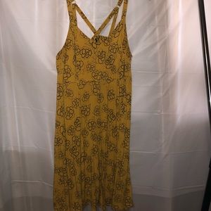 Torrid yellow mustard dress with black floral
